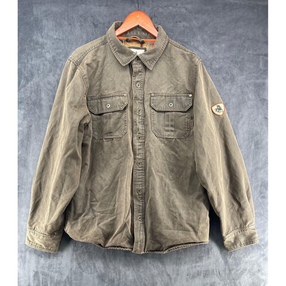 Legendary Whitetails Journeyman Jacket Shirt Mens M Waxed Plaid Lined‎ Brown